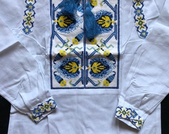 Vyshyvanka Ukrainian national modern embroidered shirt boys 6 - 12yar Ukraine