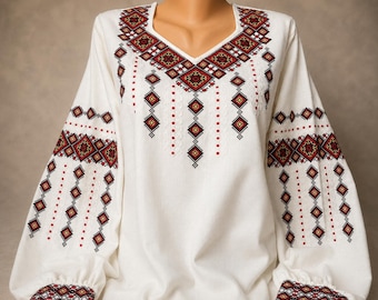 Vyshyvanka femme, chemise ukrainienne brodée, blouse ethnique bohème, broderie personnalisée, tailles 2XS à 5XL, couleur au choix