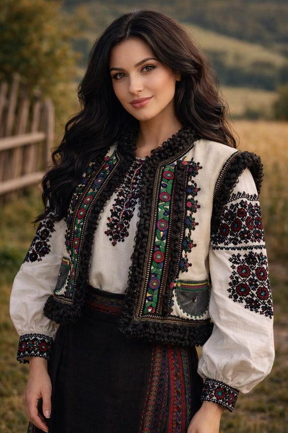 Antique Borshchiv Fur Vest, Restored Ukrainian Folk Shearling