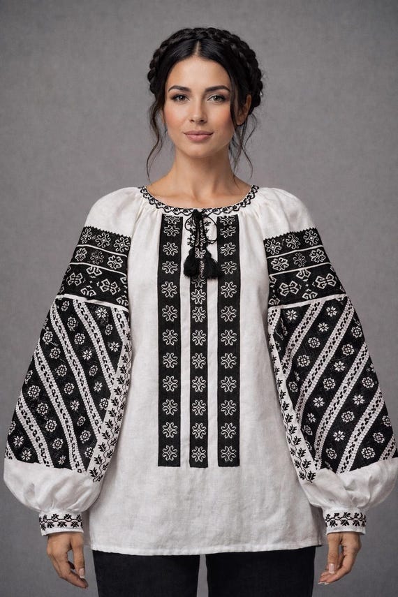 Vyshyvanka woman, Ukrainian embroidered shirt, ethnic linen blouse, 2XS-5XL, Borschiv embroidery, Choice color