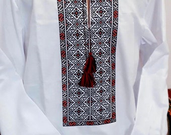 Vyshyvanka men Ukrainian embroidery, embroidered shirt Black or white XS - 4XL Ukraine