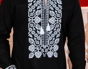 Vyshyvanka men Ukrainian embroidery embroidered shirt Black or white XS - 4XL Ukraine