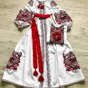 Vyshyvanka 女性ウクライナ刺繍刺繍ドレス XS-5XL 選択色