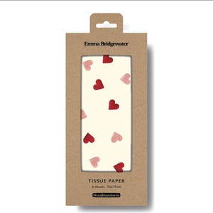 Carta da regalo in tessuto Emma Bridgewater Pink Hearts 4 fogli 50 x 70 cm piegati delicatamente