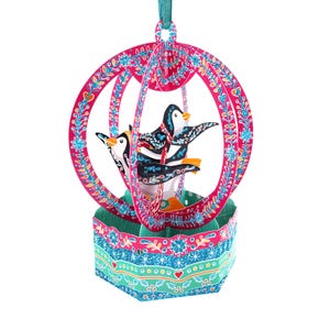 Boule à neige, pingouins, 17 x 15 x 4 cm - Boules de Noël 3D Pop Up, décoration de Noël Santoro