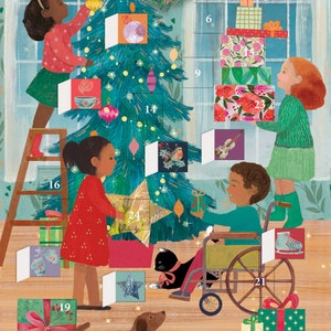 Kinderadventskalenderkaart met envelop 170 x 120 mm Roger la Borde 24 kleine deurtjes om te openen