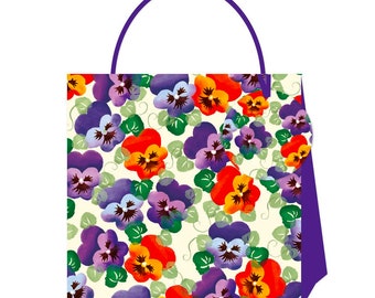 Emma Bridgewater Purple Pansy Small Bag - S Size: 130 x 130 x 70mm ribbon