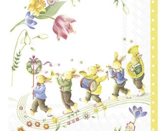 Servilletas de papel para mesa V & B Spring Fantasy Awakening Easter Bunnies IHR de 33 cm cuadrados y 3 capas para el almuerzo