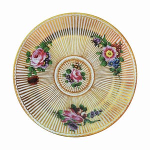 Ashomlean Worcester Gilt Stripes Tin Museum Plate Painted Tin Enamel Plate Picnic, Camping, Glamping, BBQ, Wedding 26 cm