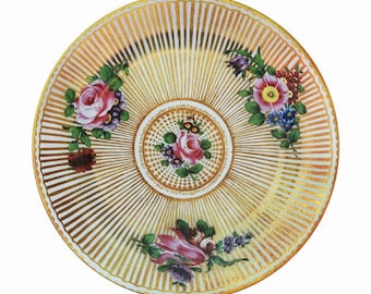 Ashomlean Worcester Gilt Stripes Tin Museumbord Geschilderd Emaille Bord Picknick, Camping, Glamping, BBQ, Bruiloft 26 cm