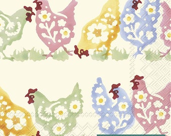 Emma Bridgewater Spring Chickens Cream Cocktail IHR Paper Table Napkins 25 cm or 10 inches square 3 ply