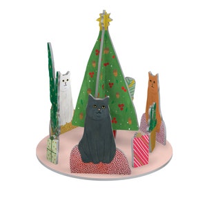 Chou Chou Chat Cat Christmas Scene Pop and Slot Christmas Decoration Roger la Borde
