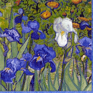 Tovaglioli di carta Caspari Van Gogh Irises, quadrati da 33 cm, 3 veli