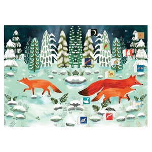 Calendrier de l'Avent Cub's First Christmas Renards Ludiques Carte avec enveloppe 170 x 120 mm Roger la Borde 24 petites portes à ouvrir