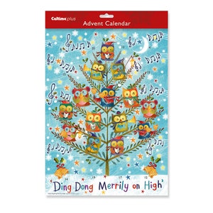 Ding Dong Merrily on High Owls Advent Calendar 29 x 42 cm Caltime with 24 doors to open on the countdown to Christmas