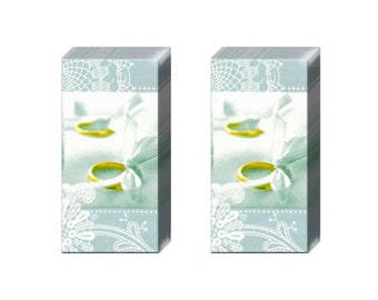 Romantic Moments Wedding Rings Tissues 2 packs of 10 IHR Tissues 4 ply 20 cm square