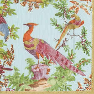 Caspari Chelsea Birds Williamsburg Celadon Paper Table Tovaglioli 33 cm quadrati 3 strati per il pranzo