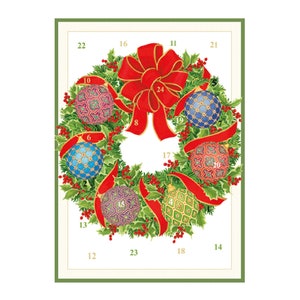 Imperial Ornament Wreath van Parvaneh Holloway Caspari Adventskalenderkaart met 24 kleine deurtjes om te openen 18 x 13 cm met envelop