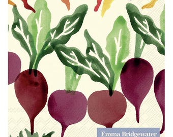 Tovaglioli da cocktail in carta color crema con motivo vegetale spugnoso Emma Bridgewater, 25 cm, confezione da 20