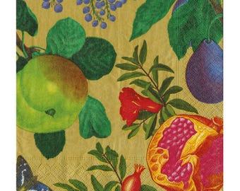 Royal Orchard Gold Caspari Paper Cocktail Napkins 25 cm, 20 szt., 3-warstwowe