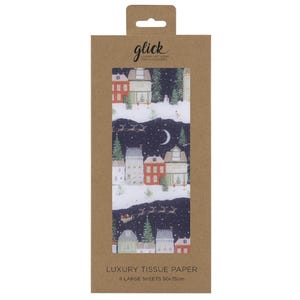 NATALE Fairytale STREET NAVY Christmas Glick 4 fogli di carta velina da regalo 50 x 75 cm