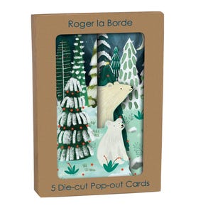 Lot de 5 cartes de Noël 3 volets, aurores boréales, ours polaire 90 x 140 mm avec enveloppes Roger la Borde Roger la Borde