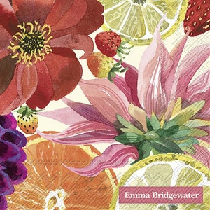 Emma Bridgewater Frutta e fiori Cocktail IHR Tovaglioli di carta 25 cm o 10 pollici quadrati 3 veli