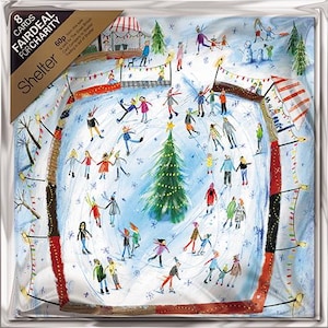 Skating in the Square Confezione da 8 biglietti di auguri natalizi di beneficenza 160 x 160 mm all'interno con la scritta Buon Natale