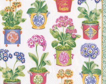 Serwetki koktajlowe Primroses Caspari Paper 25 cm, 20 szt., 3-warstwowe