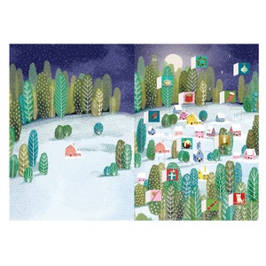 Forest Let it Snow adventskalenderkaart met envelop 170 x 120 mm Roger la Borde 24 kleine deurtjes om te openen
