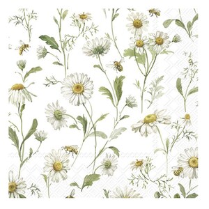 Tovaglioli di carta Daisies IHR, quadrati da 33 cm, 3 veli, per il pranzo