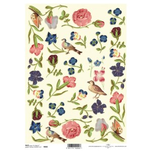 Multi Flowers Crème Rijstpapier ITD A4 Rijstpapier Mulberry Papier voor Decoupage 210 x 297 mm Gratis Post in UK