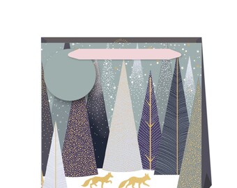 Sara Miller Frosted Pines Christmas Small Bag - Size: 130 x 130 x 70mm ribbon