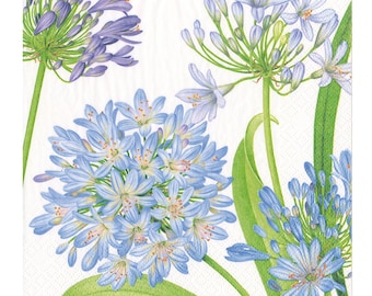Servilletas de papel Agapanthus Garden Caspari de 40 cm x 40 cm, 3 capas.