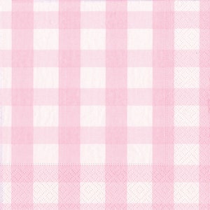 Tovaglioli da tavola in carta a quadretti rosa Caspari, quadrati da 33 cm, 3 veli