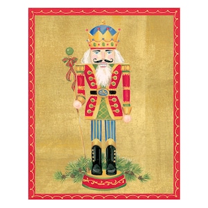 Nutcracker Gold de Janine Moore Caspari Cartões de Natal 96 mm x 120 mm 5 em um pacote com envelopes