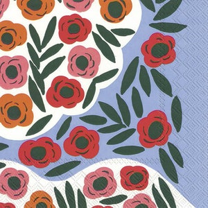 Marimekko RUUKKU Blue Floral Paper Table Napkins 33 cm square 3 ply lunch napkins