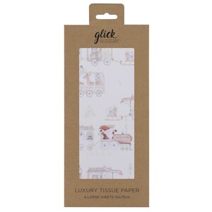Papel de seda para envolver regalos navideños All Aboard Train Glick 4 hojas 50 x 75 cm