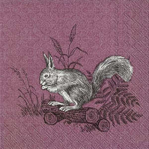 Forest Friends Scoiattolo Bordeaux Cocktail IHR Tovaglioli di carta 25 cm o 10 pollici quadrati 3 veli