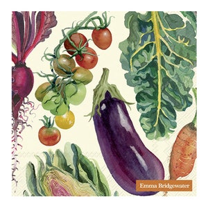 Emma Bridgewater Vegetable Garden Cream Crema IHR Tovaglioli di carta da tavola 33 cm quadrati 3 veli tovaglioli da pranzo