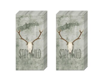 Stay Wild Deer Skull Tissues 2 pakjes van 10 IHR Tissues 4 laags 20 cm vierkant