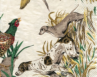 Sologne Pierre Frey Pheasants Cocktail Caspari Paper Table Napkins 25 cm or 10 inches square 3 ply