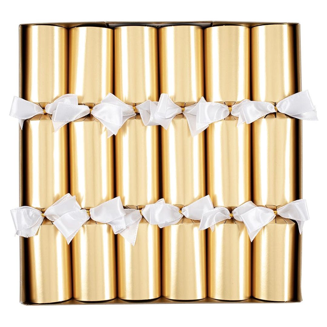 Solid Gold Colour 12 Inch Box of 6 Traditional Christmas Crackers - Etsy UK