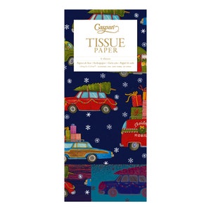 Christmas Rush Cars and Trees Carta da regalo velina 4 fogli 50 x 76 cm ripiegati in una confezione di violoncello