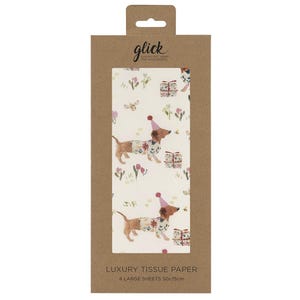 Compleanno Sausage Dog Glick 4 fogli di carta velina da regalo 50 x 75 cm
