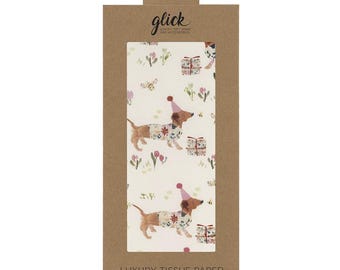 Birthday Sausage Dog Glick 4 sheets tissue wrapping paper 50 x 75 cm