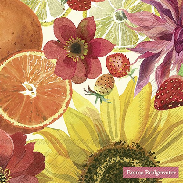 Emma Bridgewater Fruits et fleurs Crème IHR Papier Table Serviettes de table 33 cm carré 3 plis Serviettes déjeuner