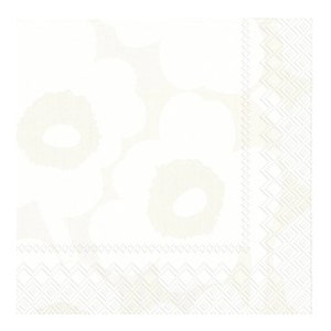 Marimekko Unikko Flowers White Grey IHR Paper Table Napkins 33 cm square 3 ply lunch napkins