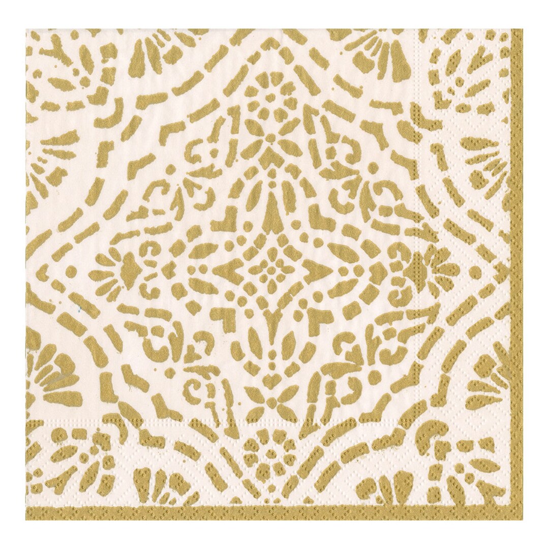 Caspari Annika Caspari Ivory/gold Pattern Paper Table Napkins 33 Cm ...