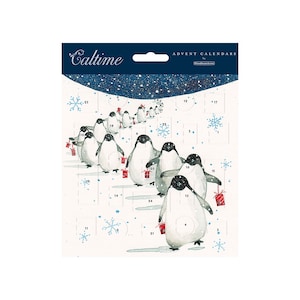 Penguins To the Slopes Adventskalenderkaart 160 x 160 mm Caltime met envelop met envelop met envelop en 24 deurtjes om te openen